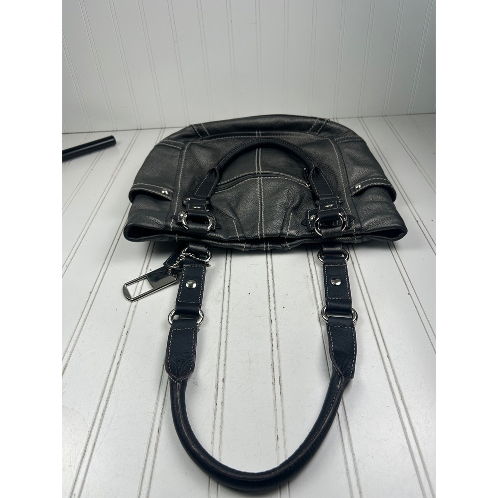 Tignanello Vintage Y2K Gray Pebbled Genuine Leather Shoulder Bag Purse - Picture 5 of 11